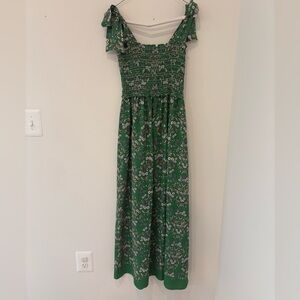 Max Studio Green Floral Smocked Maxi Dress